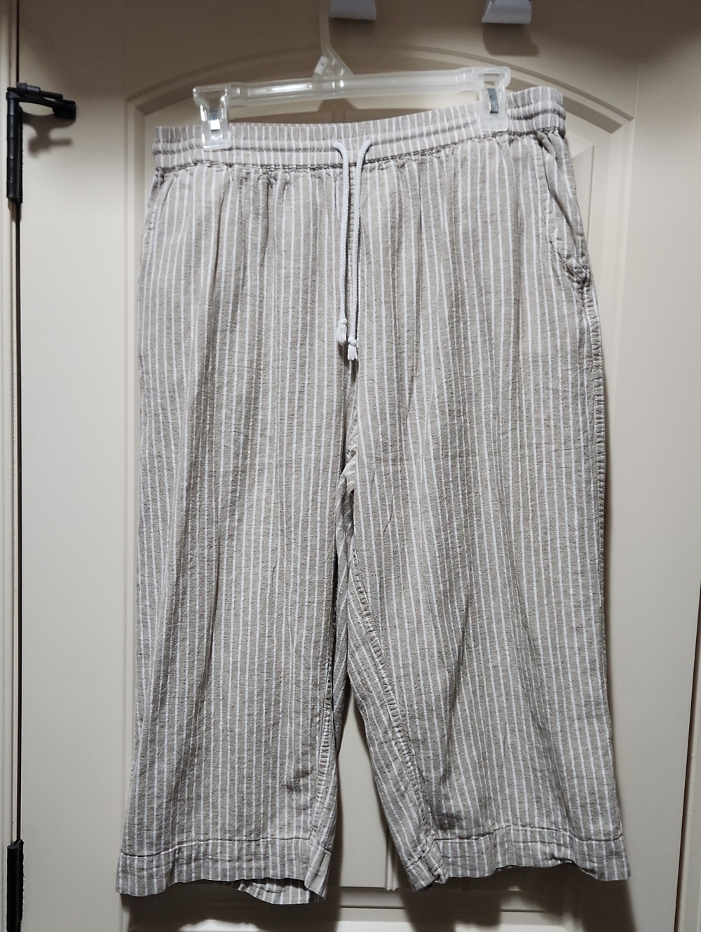 beachlunchlounge Woman Beige and White Striped Shorts